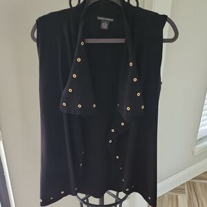 Chelsea & Violet Black and Gold Blouse Chic Top